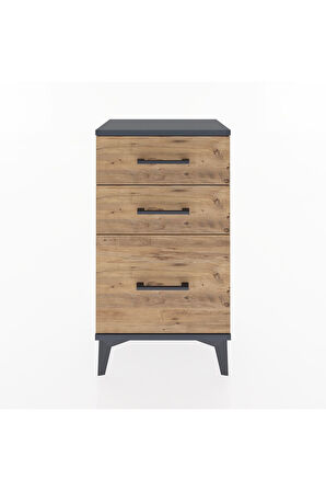 Arges Komodin 3 Çekmeceli 44x30x80 Antrasit-Çam