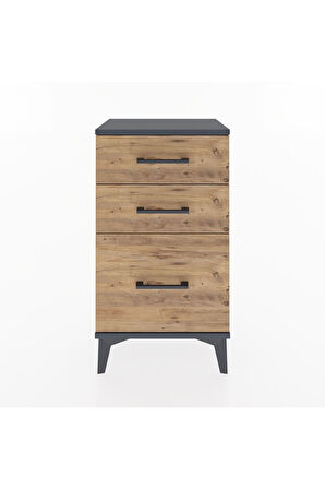 Arges Komodin 3 Çekmeceli 44x30x80 Antrasit-Çam