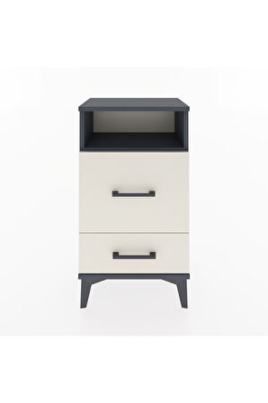 Arges Komodin Tek Raflı 2 Çekmeceli 44x30x80 Antrasit-Aytaşı