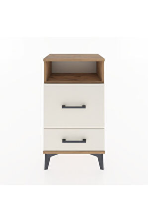 Arges Komodin Tek Raflı 2 Çekmeceli 44x30x80 Çam-Aytaşı