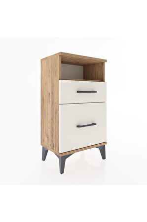 Arges Komodin Tek Raflı 2 Çekmeceli 44x30x80 Çam-Aytaşı