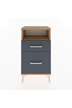 Arges Komodin Tek Raflı 2 Çekmeceli 44x30x80 Çam-Antrasit