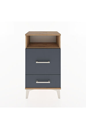 Arges Komodin Tek Raflı 2 Çekmeceli 44x30x80 Çam-Antrasit