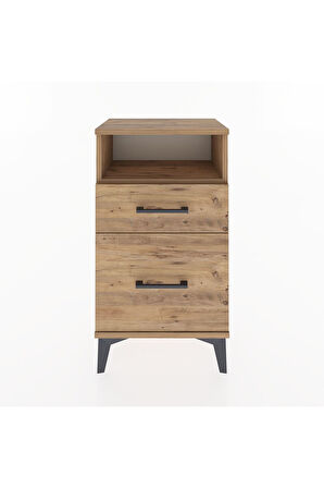 Arges Komodin Tek Raflı 2 Çekmeceli 44x30x80 Çam-Çam