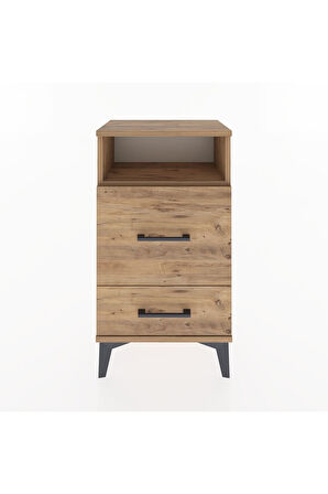 Arges Komodin Tek Raflı 2 Çekmeceli 44x30x80 Çam-Çam
