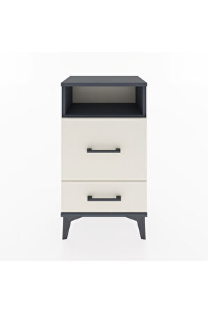 Arges Komodin Tek Raflı 2 Çekmeceli 44x30x80 Antrasit-Aytaşı