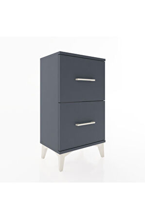 Arges Komodin Tek Raflı 2 Çekmeceli 44x30x80 Antrasit-Antrasit