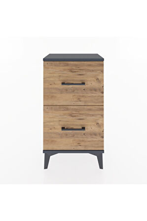 Arges Komodin Tek Raflı 2 Çekmeceli 44x30x80 Antrasit-Çam
