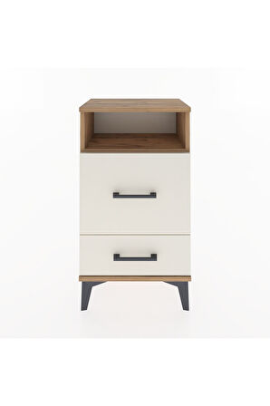Arges Komodin Tek Raflı 2 Çekmeceli 44x30x80 Çam-Aytaşı