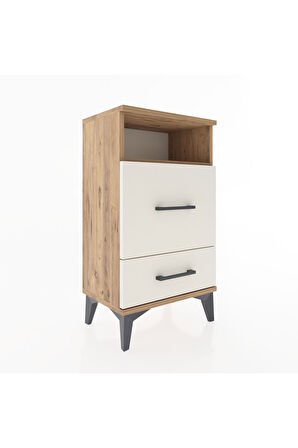 Arges Komodin Tek Raflı 2 Çekmeceli 44x30x80 Çam-Aytaşı