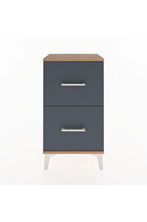 Arges Komodin Tek Raflı 2 Çekmeceli 44x30x80 Çam-Antrasit