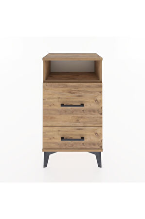 Arges Komodin Tek Raflı 2 Çekmeceli 44x30x80 Çam-Çam