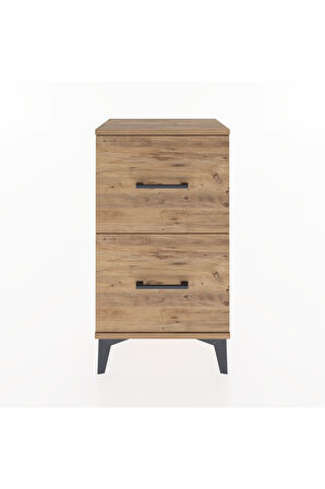 Arges Komodin Tek Raflı 2 Çekmeceli 44x30x80 Çam-Çam