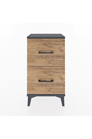 Arges Komodin 2 Çekmeceli 44x30x80 Antrasit-Çam