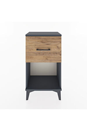 Arges Komodin Tek Çekmeceli 44x30x80 Antrasit-Çam