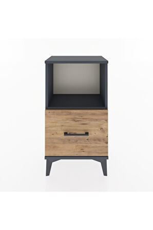 Arges Komodin Tek Çekmeceli 44x30x80 Antrasit-Çam
