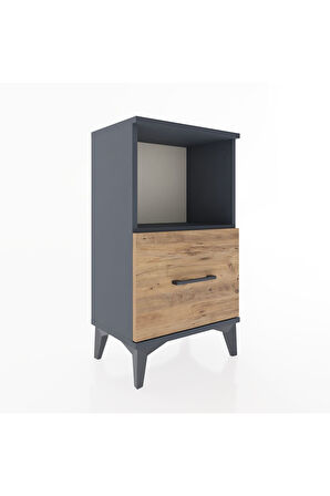 Arges Komodin Tek Çekmeceli 44x30x80 Antrasit-Çam