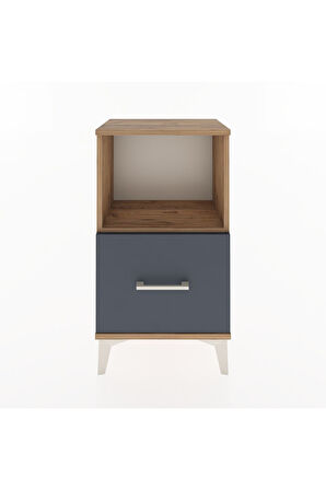 Arges Komodin Tek Çekmeceli 44x30x80 Çam-Antrasit