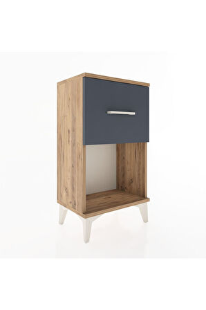 Arges Komodin Tek Çekmeceli 44x30x80 Çam-Antrasit