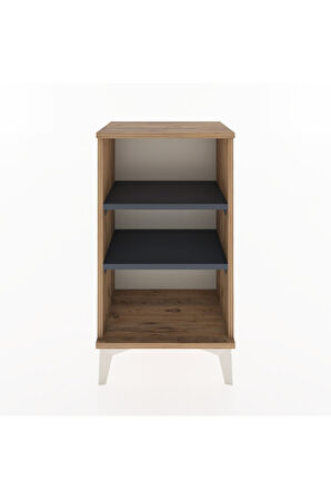 Arges Komodin Tek Raflı Tek Çekmeceli 44x30x80 Çam-Antrasit