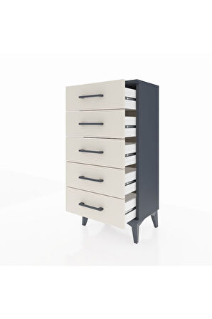 Arges Komodin 5 Çekmeceli 44x30x96 Antrasit-Aytaşı