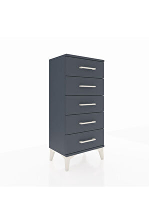 Arges Komodin 5 Çekmeceli 44x30x96 Antrasit-Antrasit