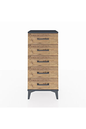 Arges Komodin 5 Çekmeceli 44x30x96 Antrasit-Çam
