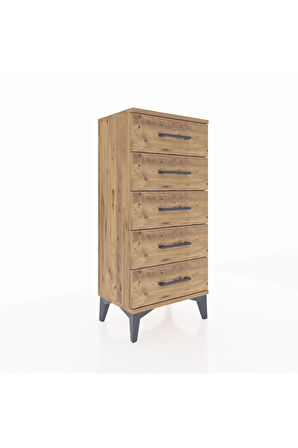 Arges Komodin 5 Çekmeceli 44x30x96 Çam-Çam