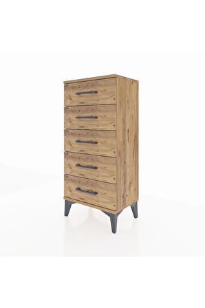 Arges Komodin 5 Çekmeceli 44x30x96 Çam-Çam