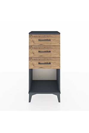 Arges Komodin 3 Çekmeceli 44x30x96 Antrasit-Çam