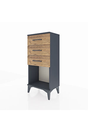 Arges Komodin 3 Çekmeceli 44x30x96 Antrasit-Çam
