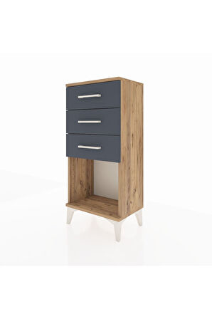 Arges Komodin 3 Çekmeceli 44x30x96 Çam-Antrasit
