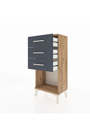 Arges Komodin 3 Çekmeceli 44x30x96 Çam-Antrasit