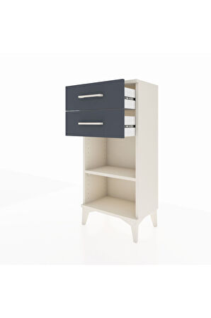 Arges Komodin Tek Raflı 2 Çekmeceli 44x30x96 Aytaşı-Antrasit