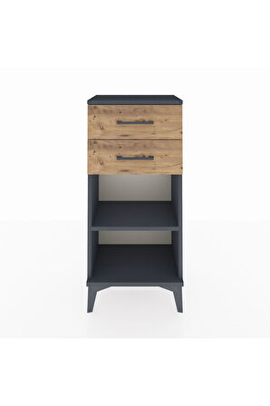 Arges Komodin Tek Raflı 2 Çekmeceli 44x30x96 Antrasit-Çam