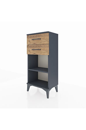 Arges Komodin Tek Raflı 2 Çekmeceli 44x30x96 Antrasit-Çam