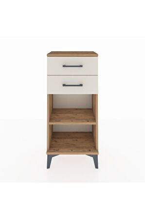 Arges Komodin Tek Raflı 2 Çekmeceli 44x30x96 Çam-Aytaşı