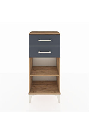 Arges Komodin Tek Raflı 2 Çekmeceli 44x30x96 Çam-Antrasit