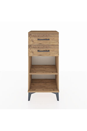 Arges Komodin Tek Raflı 2 Çekmeceli 44x30x96 Çam-Çam
