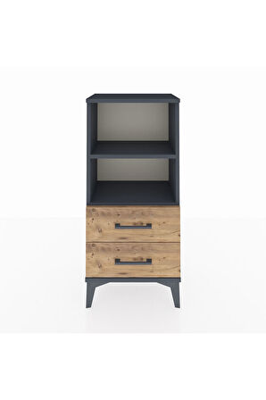 Arges Komodin 2 Raflı 2 Çekmeceli 44x30x96 Antrasit-Çam