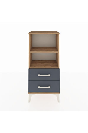 Arges Komodin 2 Raflı 2 Çekmeceli 44x30x96 Çam-Antrasit