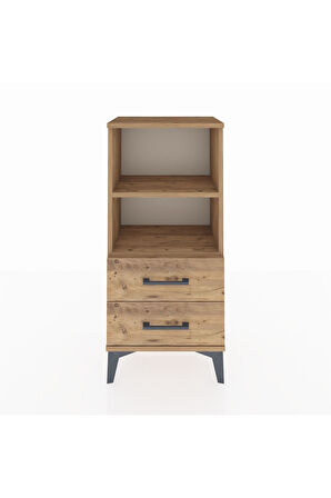 Arges Komodin 2 Raflı 2 Çekmeceli 44x30x96 Çam-Çam