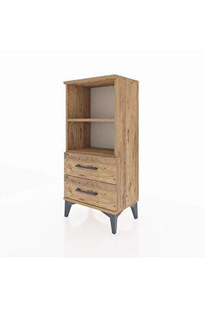 Arges Komodin 2 Raflı 2 Çekmeceli 44x30x96 Çam-Çam