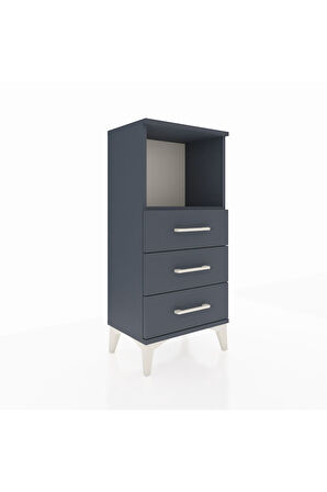 Arges Komodin Tek Raflı 3 Çekmeceli 44x30x96 Antrasit-Antrasit