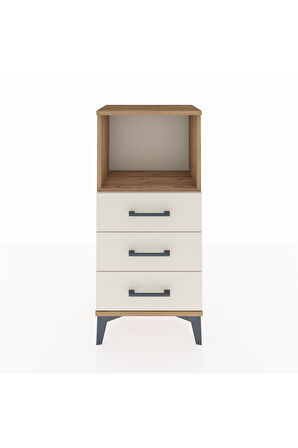 Arges Komodin Tek Raflı 3 Çekmeceli 44x30x96 Çam-Aytaşı
