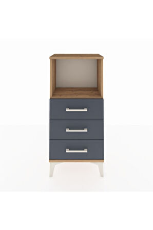 Arges Komodin Tek Raflı 3 Çekmeceli 44x30x96 Çam-Antrasit