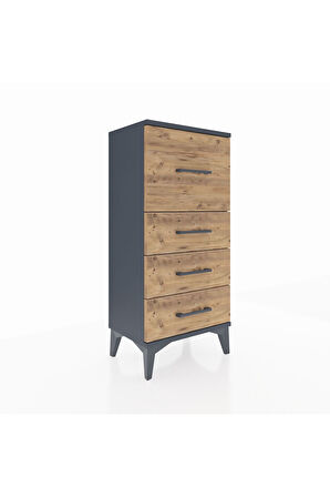 Arges Komodin 4 Çekmeceli 44x30x96 Antrasit-Çam