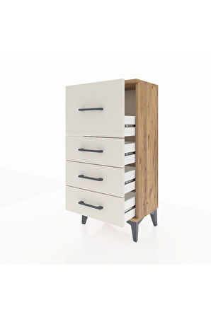 Arges Komodin 4 Çekmeceli 44x30x96 Çam-Aytaşı