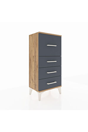 Arges Komodin 4 Çekmeceli 44x30x96 Çam-Antrasit