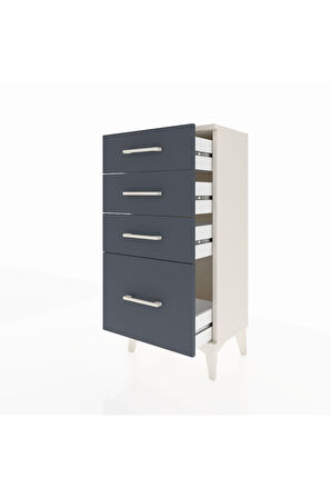 Arges Komodin 4 Çekmeceli 44x30x96 Aytaşı-Antrasit